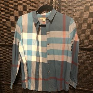 Burberry Brit plaid button down shirt
